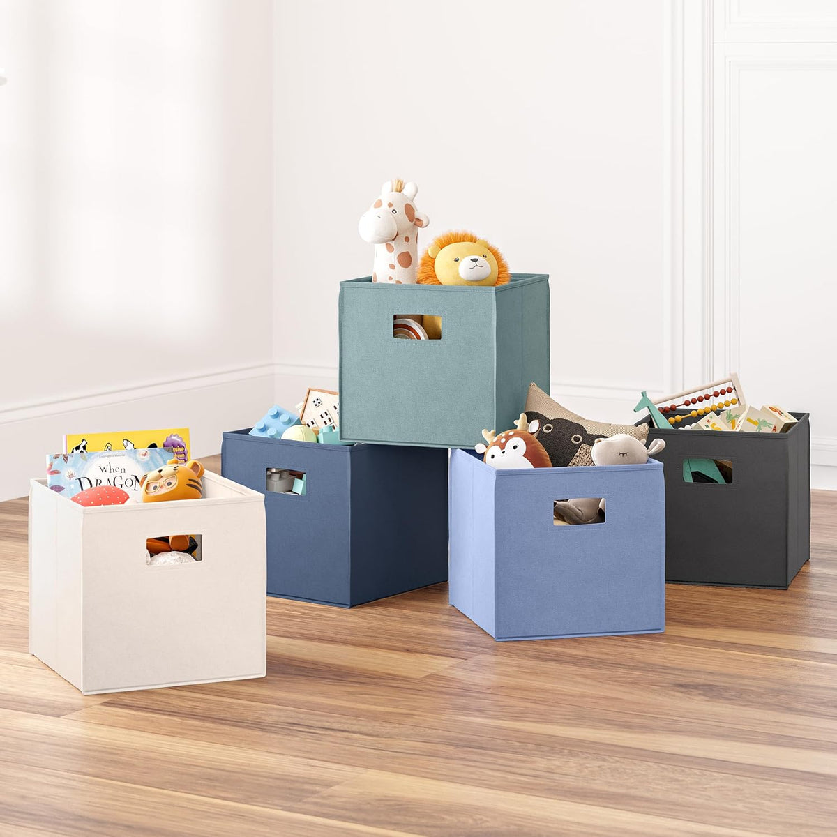 RiverRidge Folding Storage Bins - 2-pack of 10in Tall Periwinkle Blue Cubes