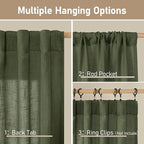 LAMIT Kitchen Semi Sheer Linen Curtains 24 Inch Long, Light Filtering Panels - Image 2