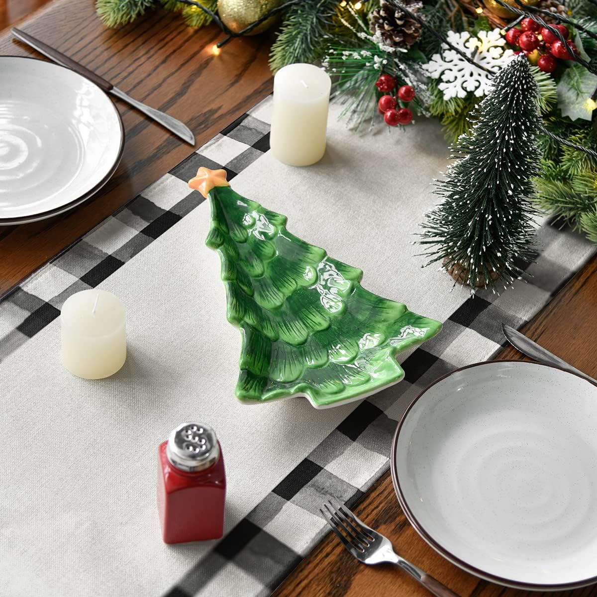 Artoid Mode Buffalo Plaid Xmas Table Runner Home Party Decor 13x108 Inch