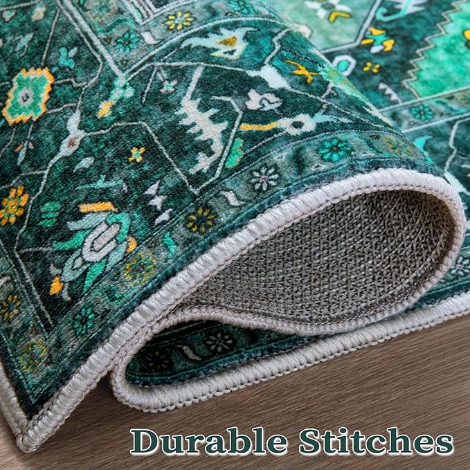 SERISSA Washable 8x10 Area Rugs Teal, Large Non-Slip Boho Living Room Rug - Image 7