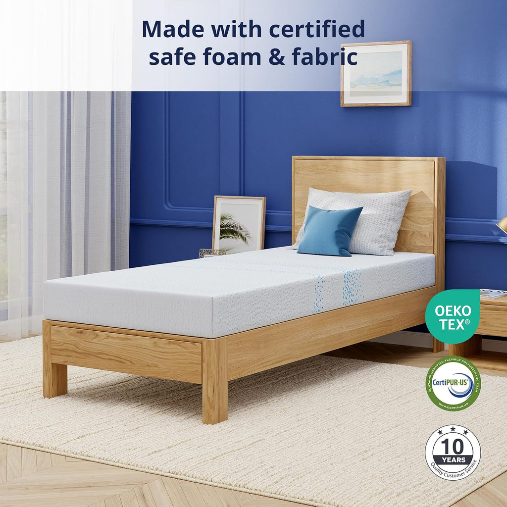 EGOHOME 8 Inch Full Mattress, Gel Memory Foam with Charcoal, Fiberglass Free, CertiPUR-US Certified, Temperature-Regulating, Machine Washable Cover, 75" x 54" x 8", Medium
