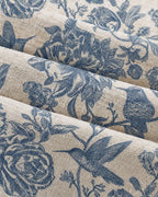 Poly and Linen Blend Table Runner, Porcelain Garden