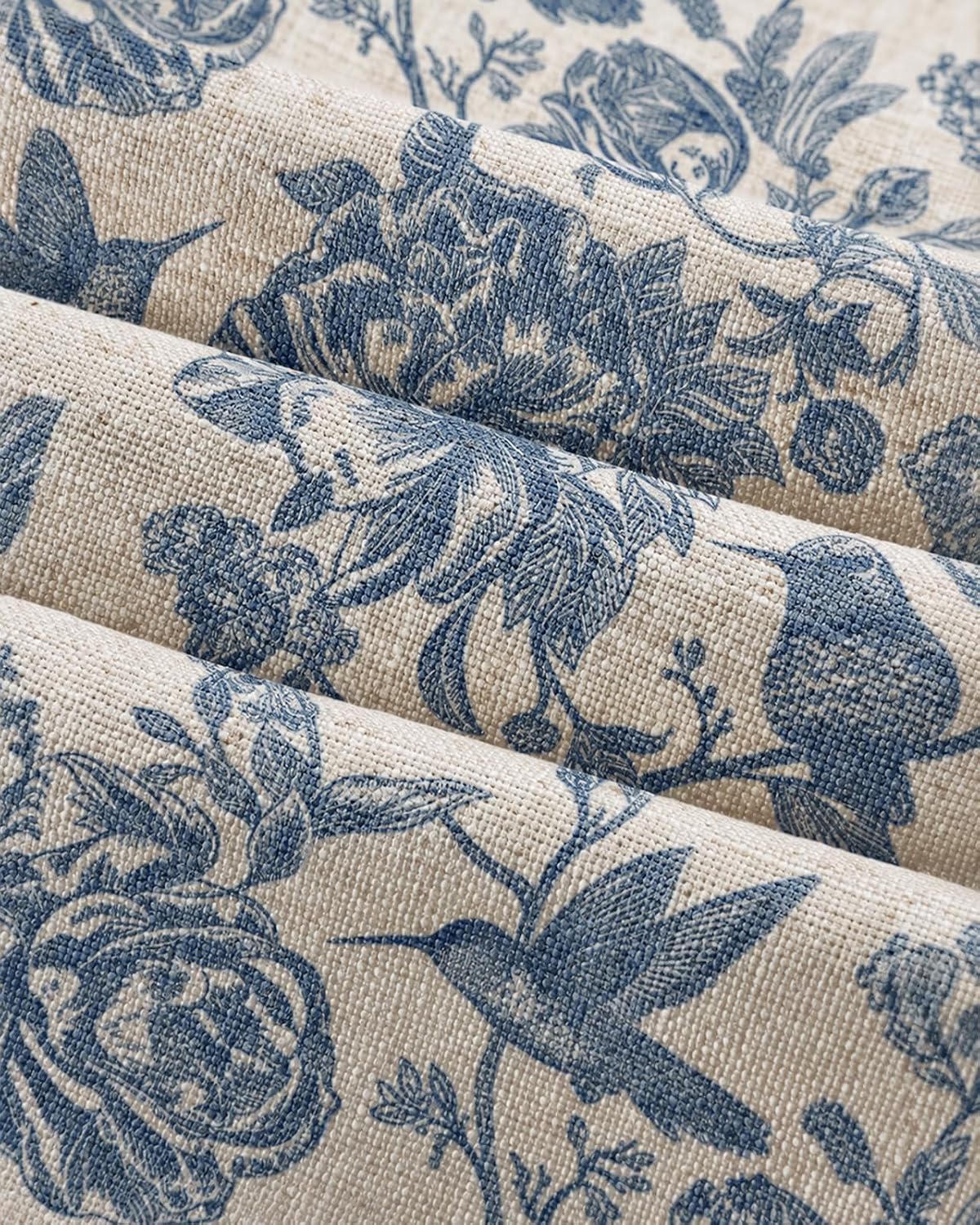 Poly and Linen Blend Table Runner, Porcelain Garden