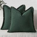 MIULEE Decorative Throw Pillow Covers Neutral Linen Fringe Throw Pillows Set of by MIULEE