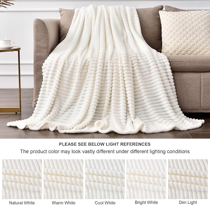 BEDELITE Fleece Throw Blanket for Couch – 3D Ribbed Jacquard Soft and Warm - Image 4