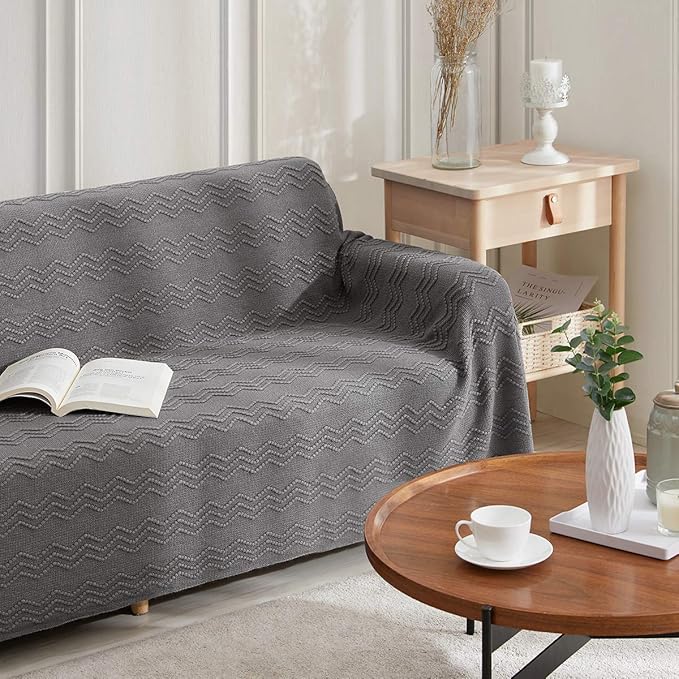 BOURINA Dark Grey Throw Blanket 50 x90 Inches Throw Textured Solid Soft Sofa - Image 5