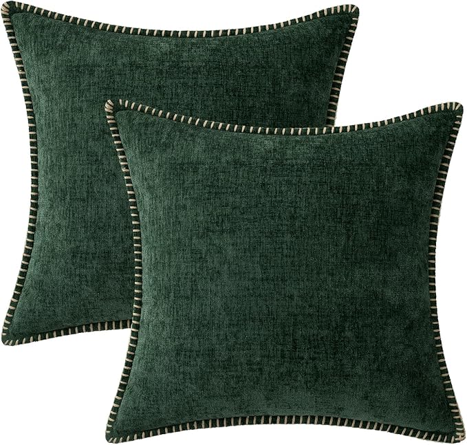 MIULEE Pack of 2 Christmas Pillow Covers 18x18 Inch Dark Green Farmhouse - Image 9