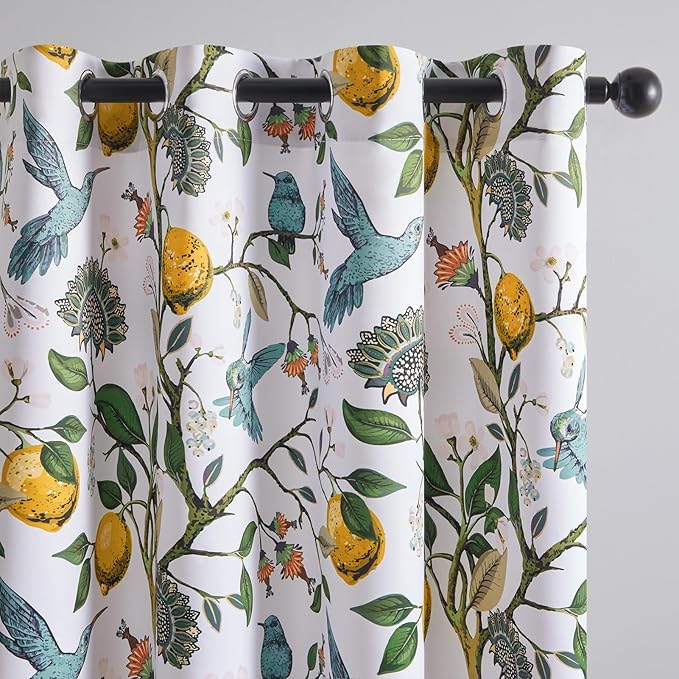 Topfinel White Kitchen Room Darkening Valances 24 Inch Length Vintage Botanical - Image 4