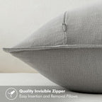 MIULEE Decorative Linen Euro Sham Pillow Covers 24x24 Light Gray ​Boho - Image 3