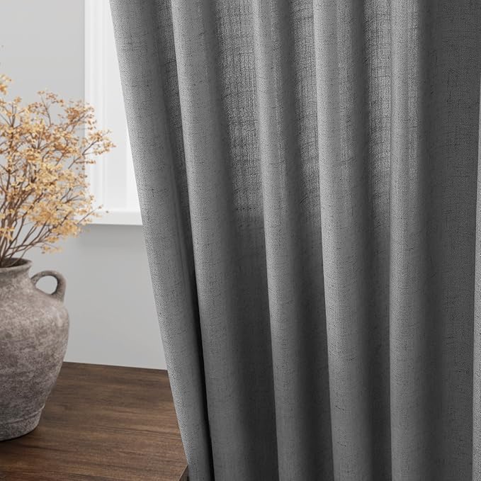Dark Grey Linen Curtains 84 Inches Long - Image 4