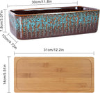 Succulent Pots, 12'' Long Rectangle Planters with Tray, Windowsill Planter