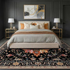 Area Rugs 8'x10' Washable Non-Slip, Floral Vintage Distress Print Pattern - Image 2