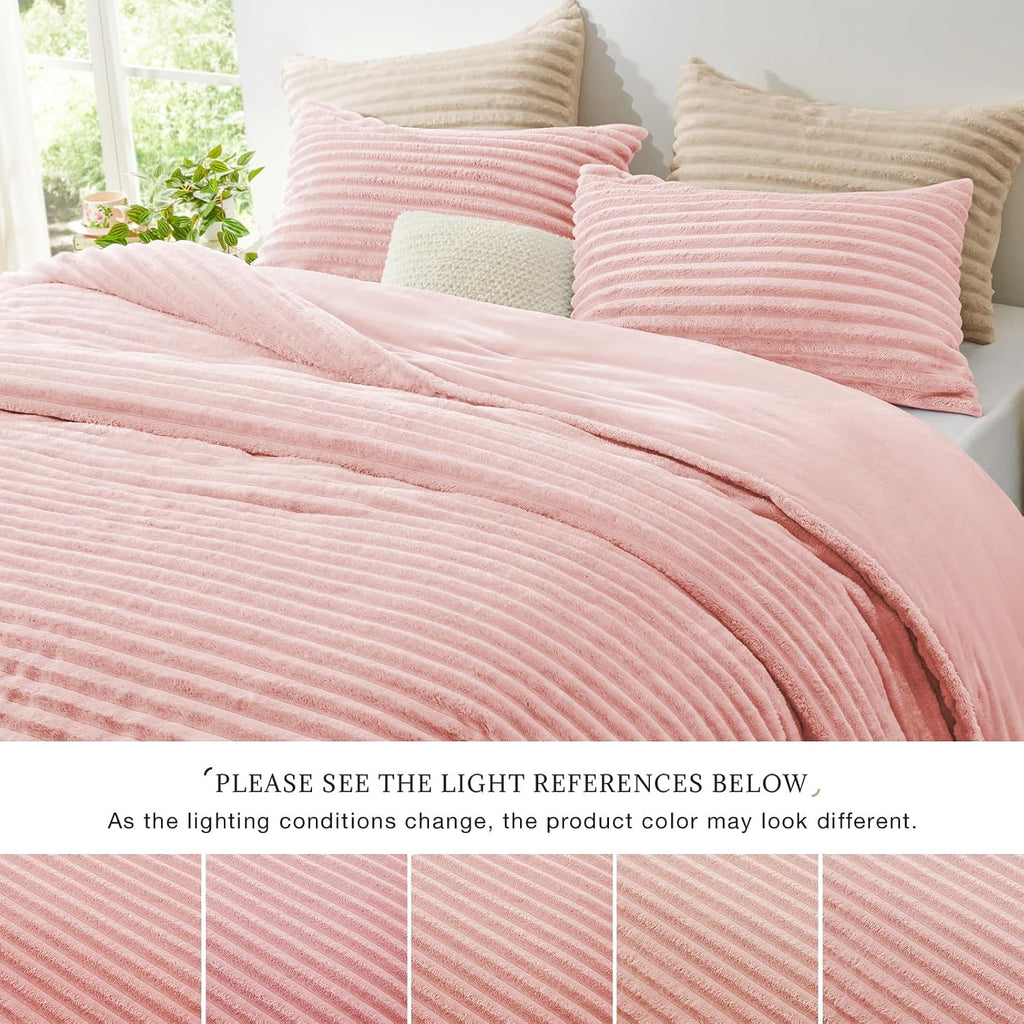 EXQ Home Fluffy Comforter Set Twin Size,2 Pieces Bed Set,Light Pink
