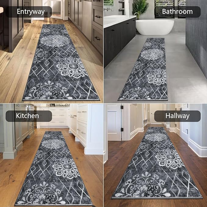 HEBE Hallway Runner Rug 2'x10' Washable Vintage Distressed Area Rugs Non Slip - Image 5