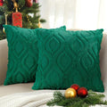 decorUhome Throw Pillow Covers 20x20 Inch Set of 2, Soft Plush Faux Wool Green by decorUhome
