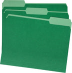 Amazon Basics File Folders for Organization, Letter Size, 1/3 Cut Tab, Bright Green, 36-Pack
