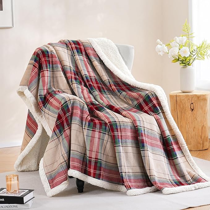PU MEI Sherpa Fleece Throw Blanket 60" x 80" Reversible Plush Fluffy Large Big by HOME