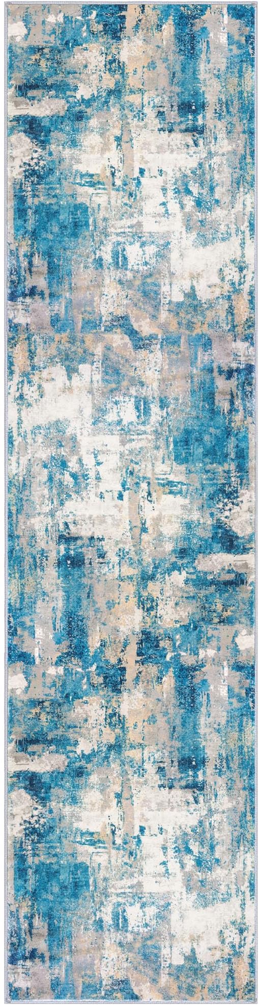 KOZYFLY Modern Abstract Rug Runner, Low Pile, Machine Washable, Recycled Fiber - Image 8