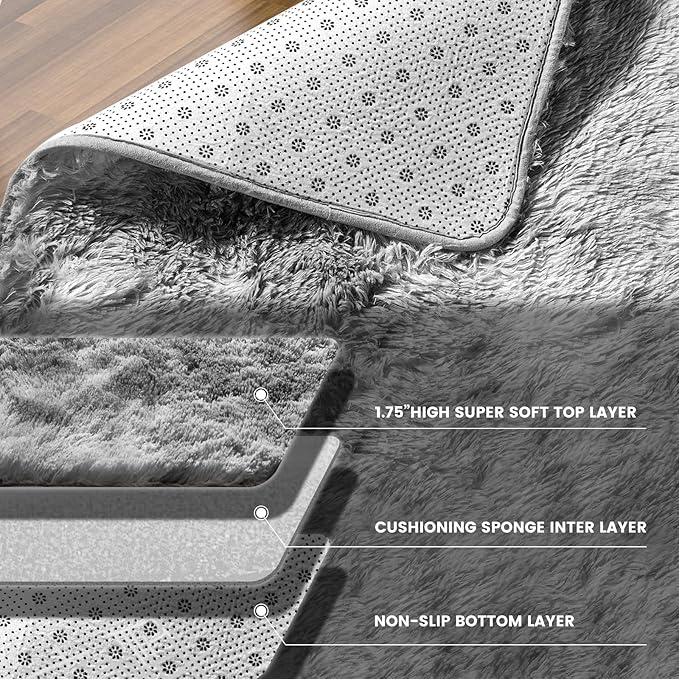 Large Area Rugs for Living Room, Fluffy Shag Fuzzy Plush Soft Bedroom Area Rugs - Image 6