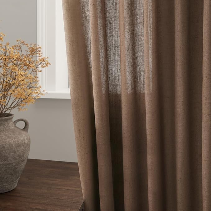 Nanspring Caramel Brown Curtains 80 Inches Long 2 Panels Set - Image 4