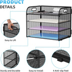 Marbrasse 4 Tier Paper Organizer Letter Tray - Mesh Desk File Organizer with Handle, Paper Sorter Organizer for Letter/A4 Office File Folder Holder (Black, 12.6" x 9.1" x 9.1")