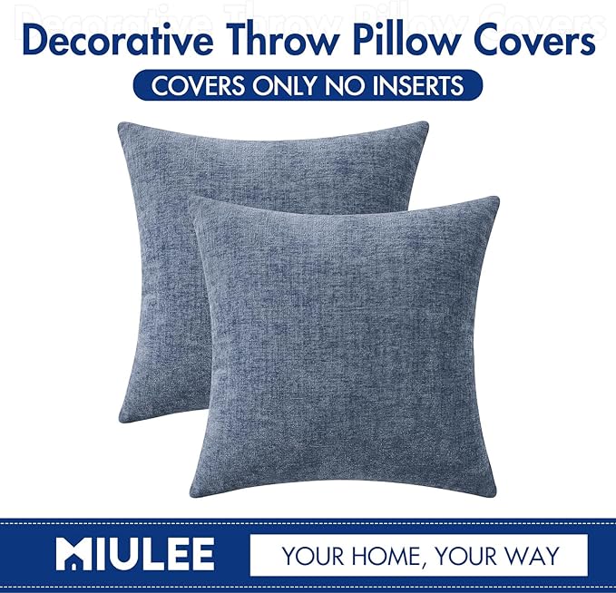 MIULEE Pack of 2 Couch Throw Pillow Covers 20x20 Inch Soft Dark Grey Blue - Image 6