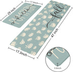 Fall Autumn Pumpkin Blue Kitchen Rug Set 2 PC, 17"x29"+17"x47"