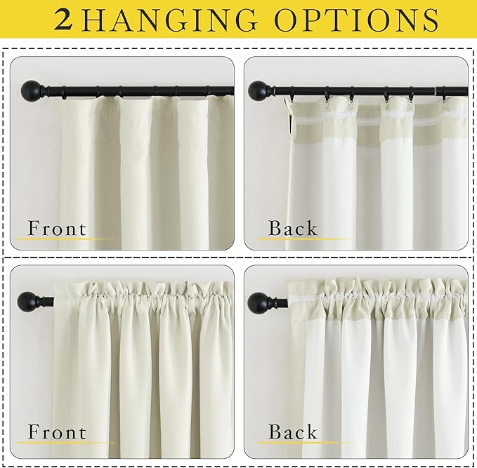NICETOWN Thick Faux Linen Bedroom Curtains 108 inches Long, Room Darkening Dual - Image 3