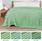 Exclusivo Mezcla King Size Flannel Fleece Blanket, Super Soft Striped Jacquard - Image 3