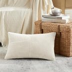 Fancy Homi 2 Packs Cream Lumbar Decorative Throw Pillow Covers 16x32 Inch - Image 2