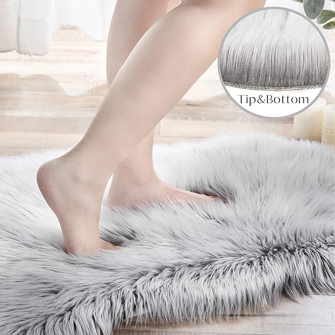 Ashler faux fur rug, Fluffy Shaggy Area Rug Ultra Soft 2 x 2.9 Feet Rectangle - Image 2