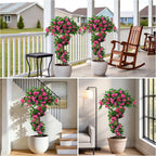 Grooy 2 Pack 4FT Artificial Bougainvillea Flower Topiary Ball for Outdoor