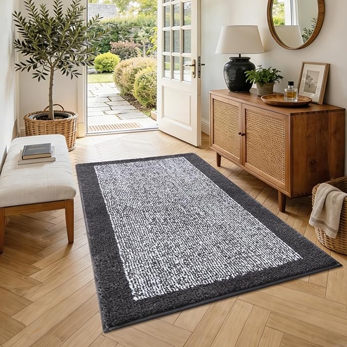 48x32 Large Bathroom Rugs Washable Non Slip, Dark Grey Bath Mat - Image 4