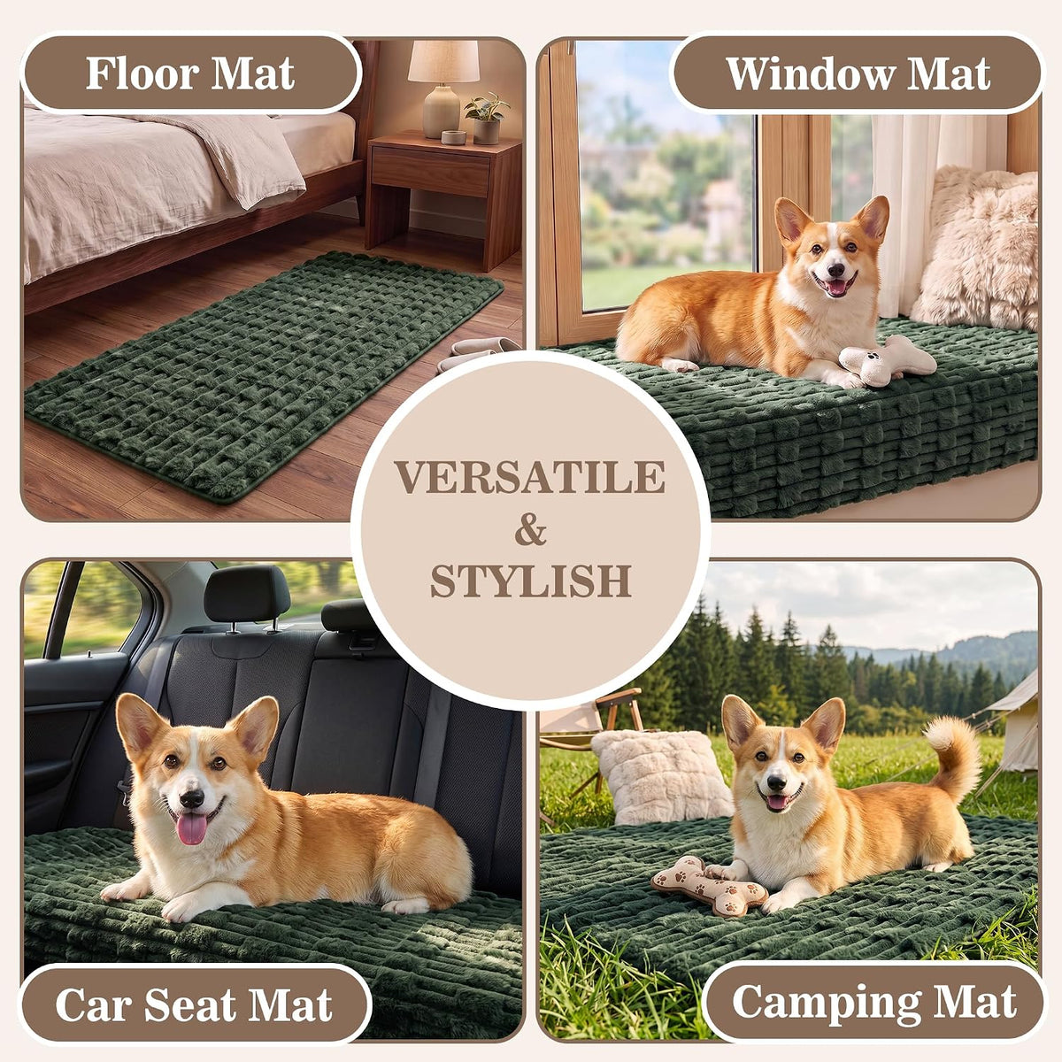 MYSKY HOME Couch Cover for Dogs, Plush Soft Sofa Cover Washable, Couch Covers for 3 Cushion Sofa Pet Friendly, Waterproof Non-Slip Durable Sofa Slipcover Furniture Protector, Moss Green, 35"x83"