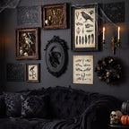 Amyhill Raven Gothic Ornate Frame Wall Decor, 3D Raven Resin Oval Art
