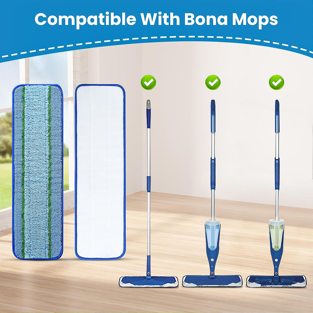 3 Pack Microfiber Cleaning Pad for Bona Mop Pads Refills Microfiber Pads