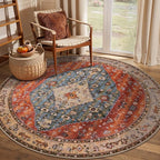 SERISSA Boho Round Area Rug, 4ft Washable Non-Slip Circle Rug, Ultra Soft by SERISSAHomeDecorCollection