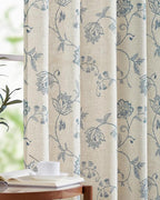 jinchan Linen Curtains Floral Curtains 96 Inch Length by JINCHAN