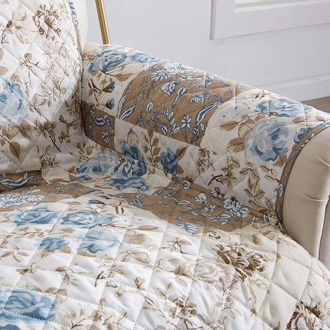 Great Bay Home Reversible Floral Patchwork Loveseat Furniture Protector - Image 4