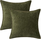 MIULEE Pack of 2 Couch Throw Pillow Covers 18x18 Inch Olive Green Farmhouse - Image 6