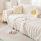 HANDONTIME White Sofa Covers Dog Couch Cover Rabbit Plush L Shaped Couch Covers - Image 8