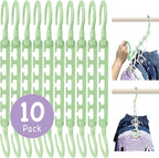 Max Space Saving Hangers, 10-Pack, 360° Hooks, Pastel Green
