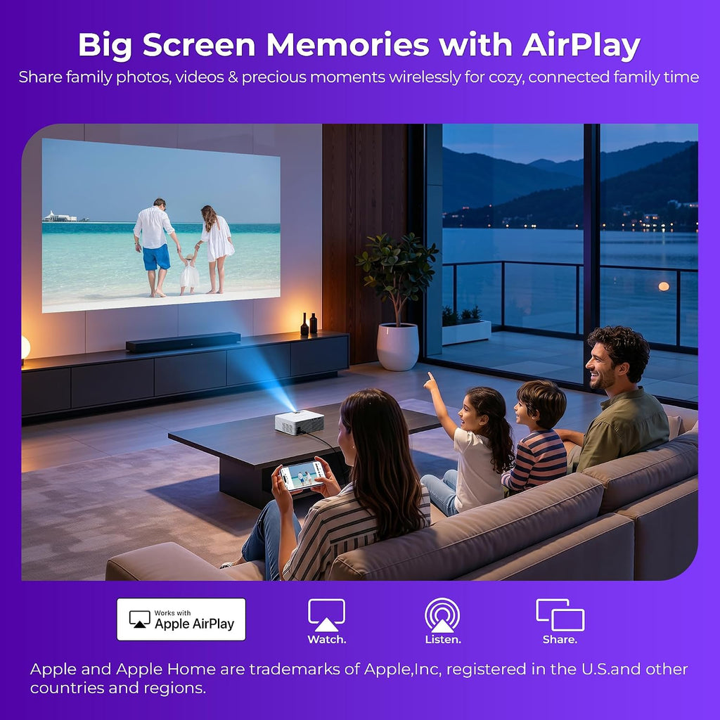 ELEPHAS Roku TV Smart Projector with Wi-Fi and Bluetooth
