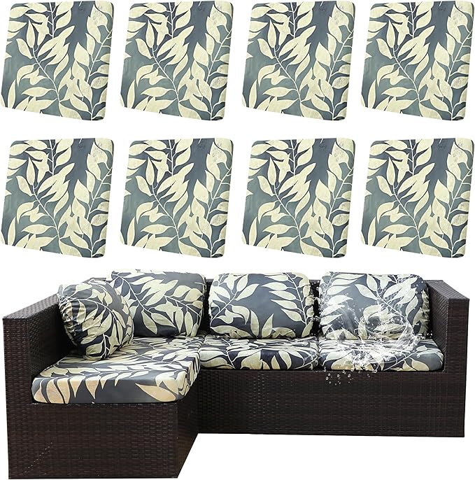 8Pcs Outdoor Cushion Covers, Patio Cushion Covers, Stretch Elastic Slipcovers by dreahoteztil