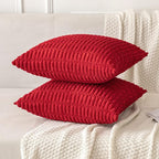 MIULEE Pack of 2 Red Corduroy Decorative Euro Sham Pillow Covers 24x24 Inch - Image 5