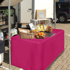 Fitted Table Cloths For 6 Foot Rectangle Tables,Vendor Booth 2 Pack Fuchsia