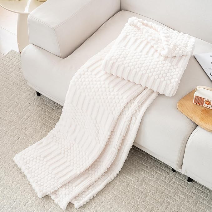 50x70 Inch Beige Throw Blanket - Image 6