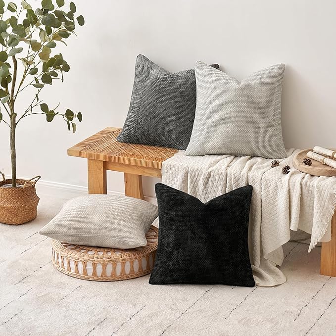 MIULEE Pack of 2 Couch Throw Pillow Covers 18x18 Inch Black Modern Boho Accent - Image 4