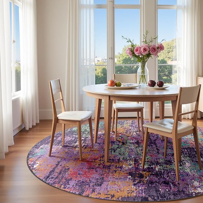 Washable Area Rugs 6ft Non-Slip Modern Abstract Soft - Image 3