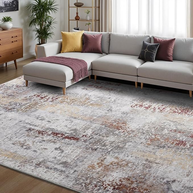 Toneed Abstract Area Rug 5x7 Modern Washable Rug Soft Non Slip Rug Low Pile by Toneed